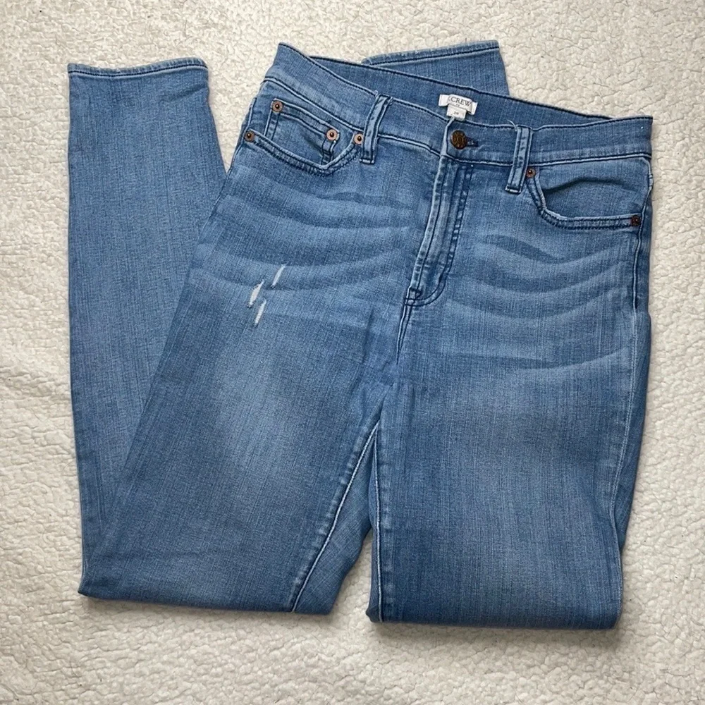 J Crew soft Denim Jeans Distressed ripped  High waist Size 28